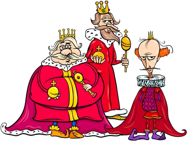 Krallar karikatür fantezi karakter grubu — Stok Vektör
