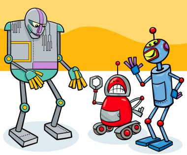 komik robotlar çizgi film karakterleri grubu