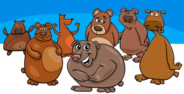 Группа персонажей мультфильмов о медведях — стоковый вектор