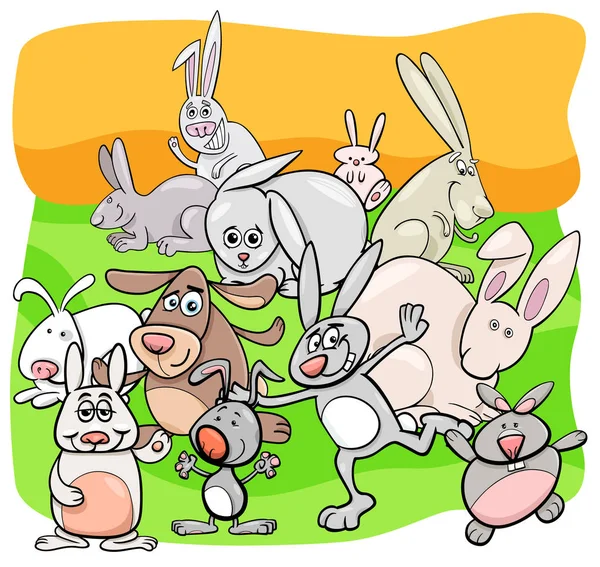 兔子卡通动物人物组 — 图库矢量图片