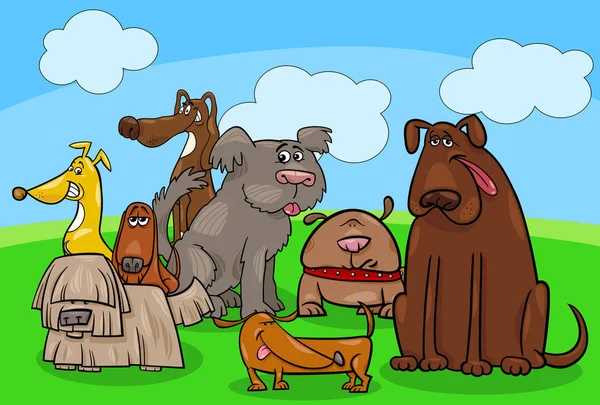 Chien bande dessinée groupe de personnages animaux — Image vectorielle