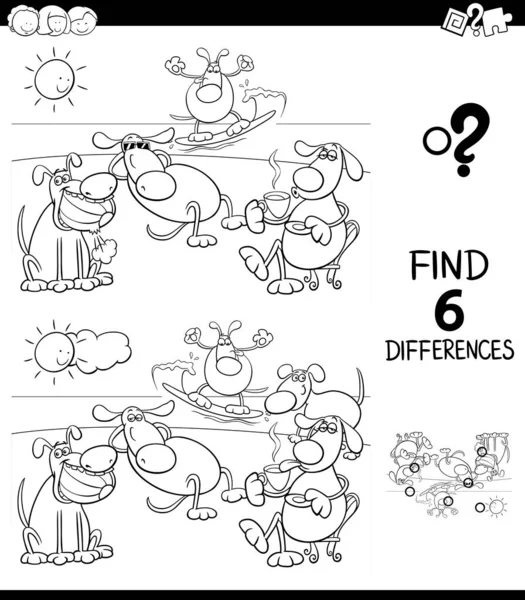 Différences livre de couleurs avec groupe de chiens — Image vectorielle