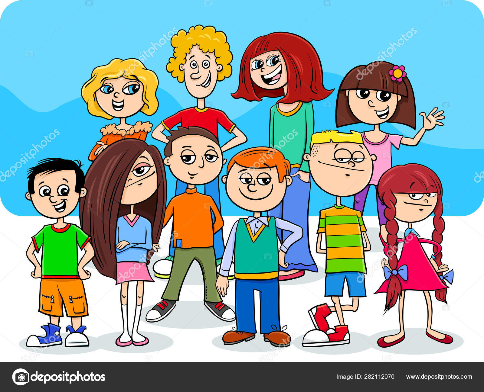 Idade elementar dos desenhos animados ou desenho de personagem de menino  adolescente para colorir