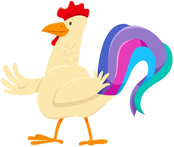 Divertente gallo fattoria animale personaggio dei cartoni animati — Vettoriale Stock