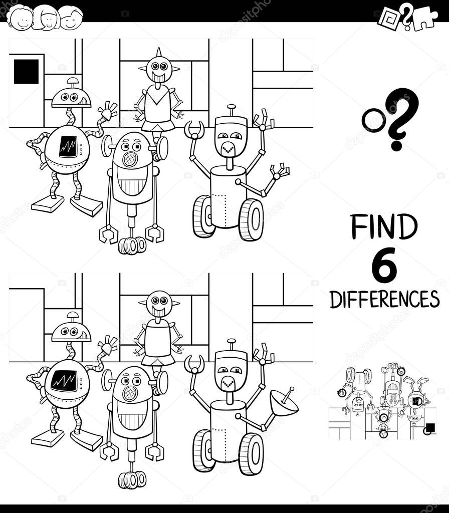 differences color book with fantasy robots