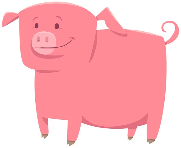 Schwein Bauernhof Tier Charakter Cartoon-Illustration — Stockvektor
