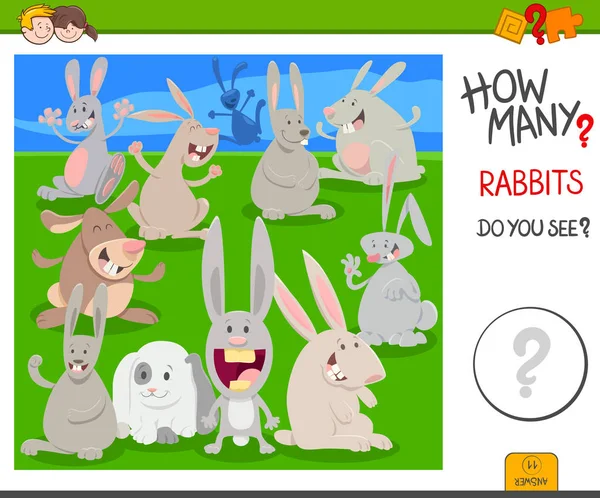 How many rabbits educational task — Stock Vector