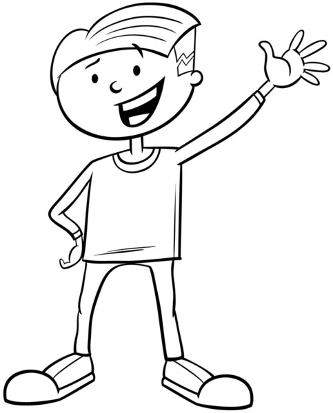 Kid boy cartoon character color book — Stock Vector