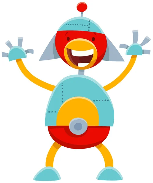 Personaje cómico divertido robot de dibujos animados — Vector de stock