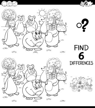 ayılar karakterleri ile farklılıklar renk kitabı