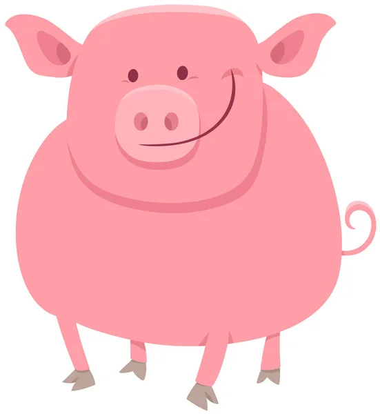 Animal de cerdo personaje ilustración de dibujos animados — Vector de stock