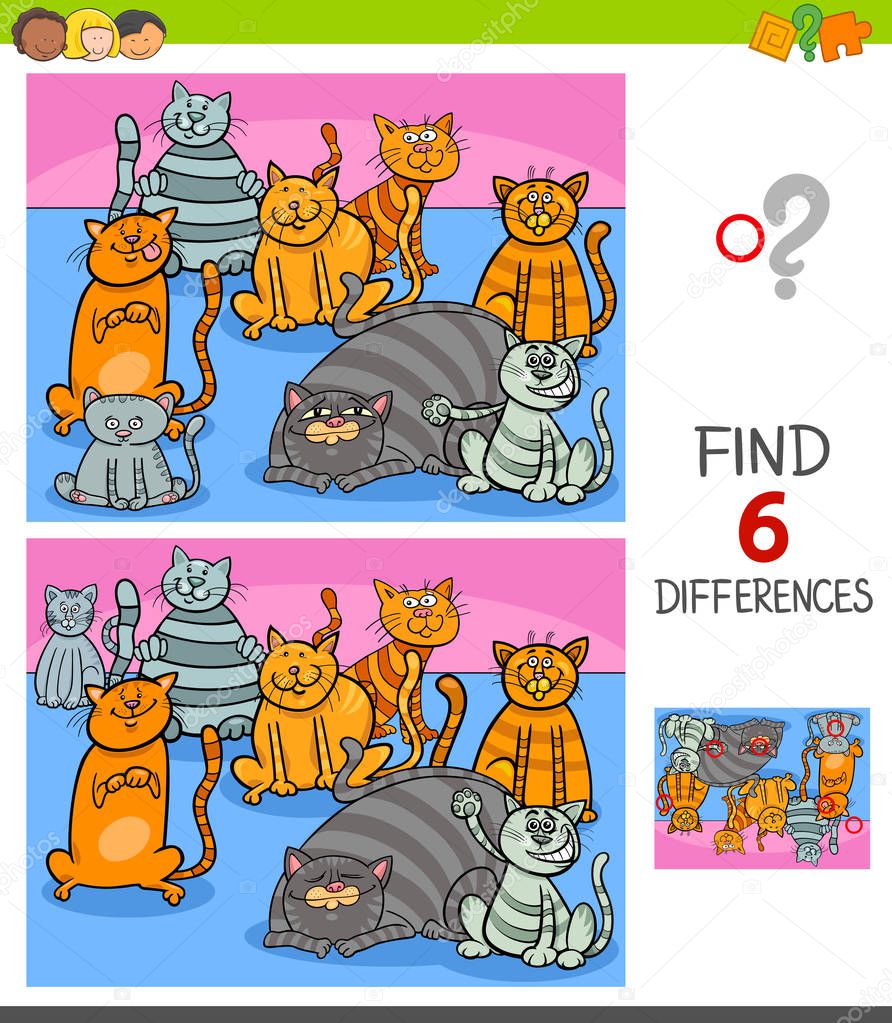 differences game with cats characters