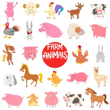 çizgi film çiftlik hayvan karakterleri büyük koleksiyon