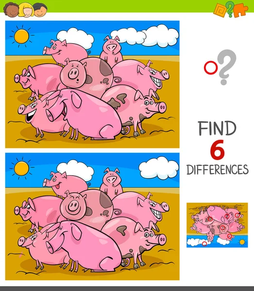 Различия игры со свиньями животных персонажей — стоковый вектор