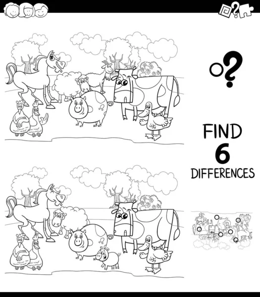 差异彩色书与农场动物字符 — 图库矢量图片