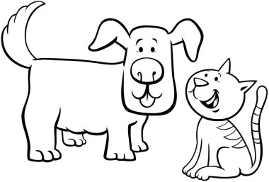 köpek ve kedi çizgi film karakterleri renkli kitap