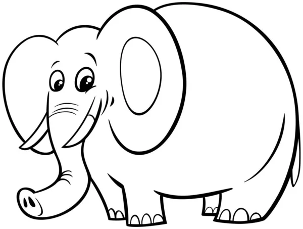 Afrikanischer Elefant Zeichentrickfigur Farbbuch — Stockvektor