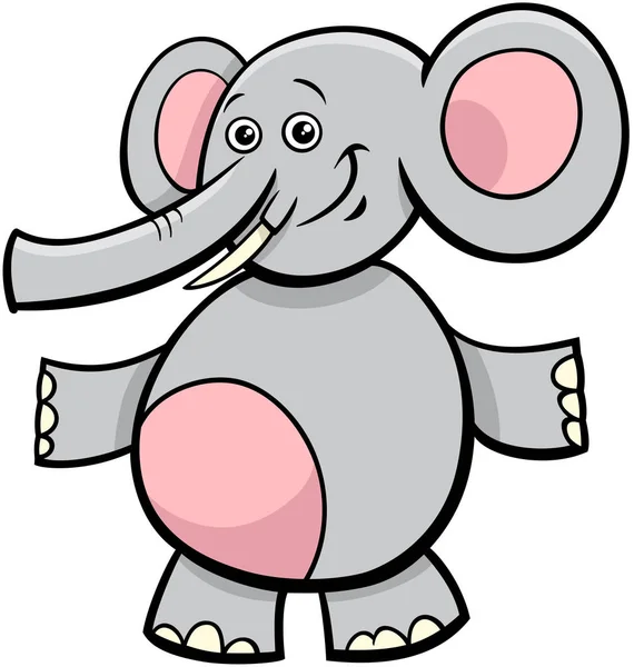 Divertido elefante animal personaje de dibujos animados — Vector de stock