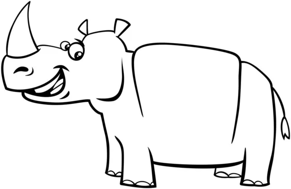 Heureux rhinocéros caractère coloriage page — Image vectorielle