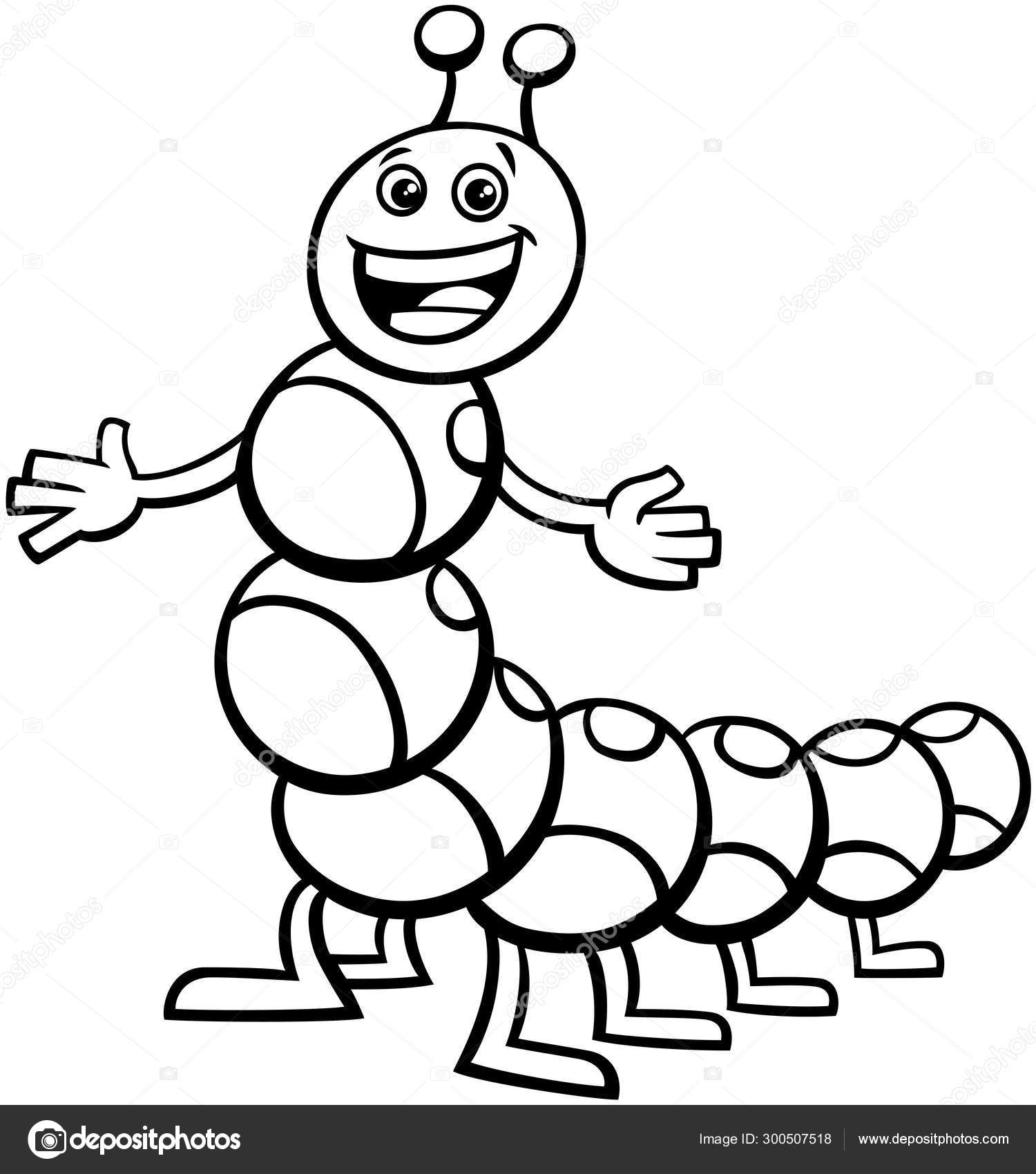 Caterpillar Cartoon Character Coloring Book — Stock Vector - Caterpillar Cartoon Character Coloring Book — Stock Vector