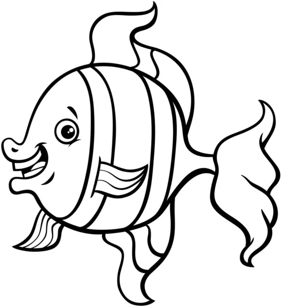 Tropische Fische Karikatur Ausmalseite — Stockvektor