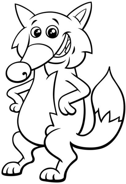 Cartoon fox character coloring book — Stock Vector