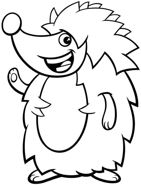 Cartoon hedgehog character coloring page — Stock Vector