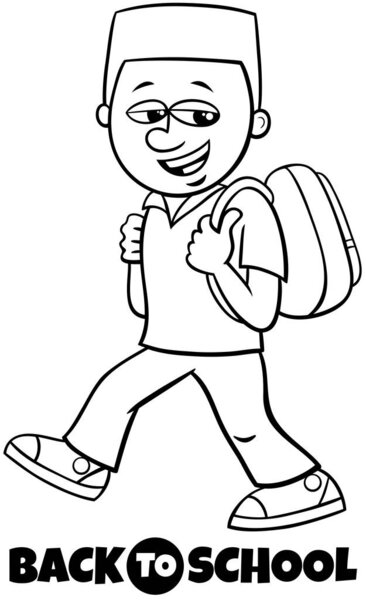 boy student back to school coloring book
