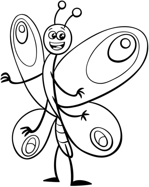 나비 캐릭터 색칠 페이지 — 스톡 벡터