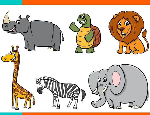 Ensemble de personnages animaux heureux dessin animé — Image vectorielle