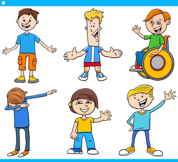Karikatúra gyermekek és tizenéves boldog karakterek beállítása — Stock Vector