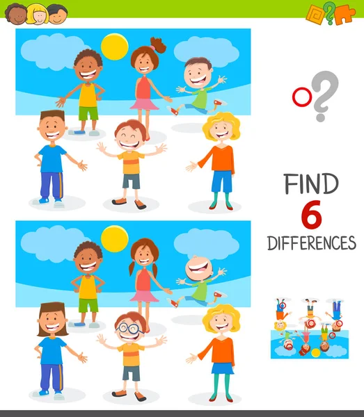 Βρίσκοντας διαφορές παιχνίδι με ευτυχισμένα παιδιά — Διανυσματικό Αρχείο