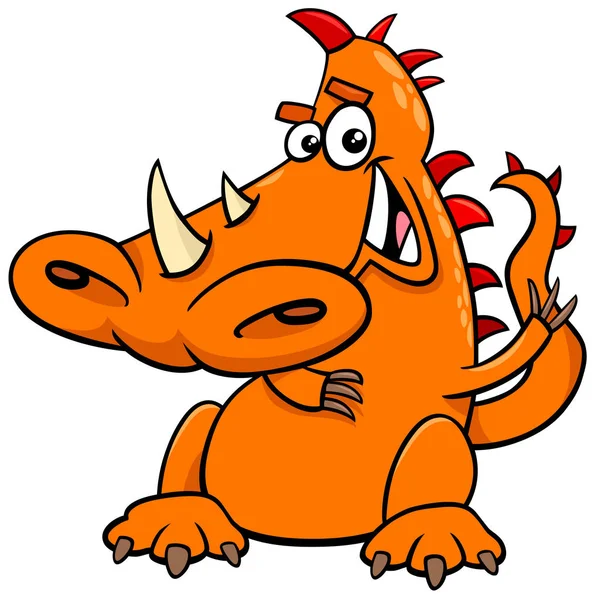 Dibujos animados dragón divertido personaje de ficción — Vector de stock