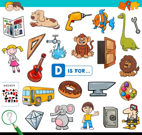 D is for educational task for children — Stock Vector