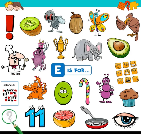 E je pro vzdělávací úkoly pro děti — Stockový vektor