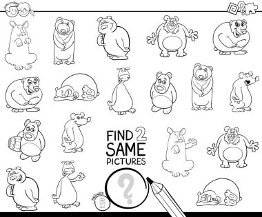 iki aynı ayı karakter boyama kitabı bulmak