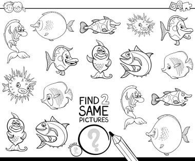 iki aynı balık karakterleri boyama kitabı bulmak