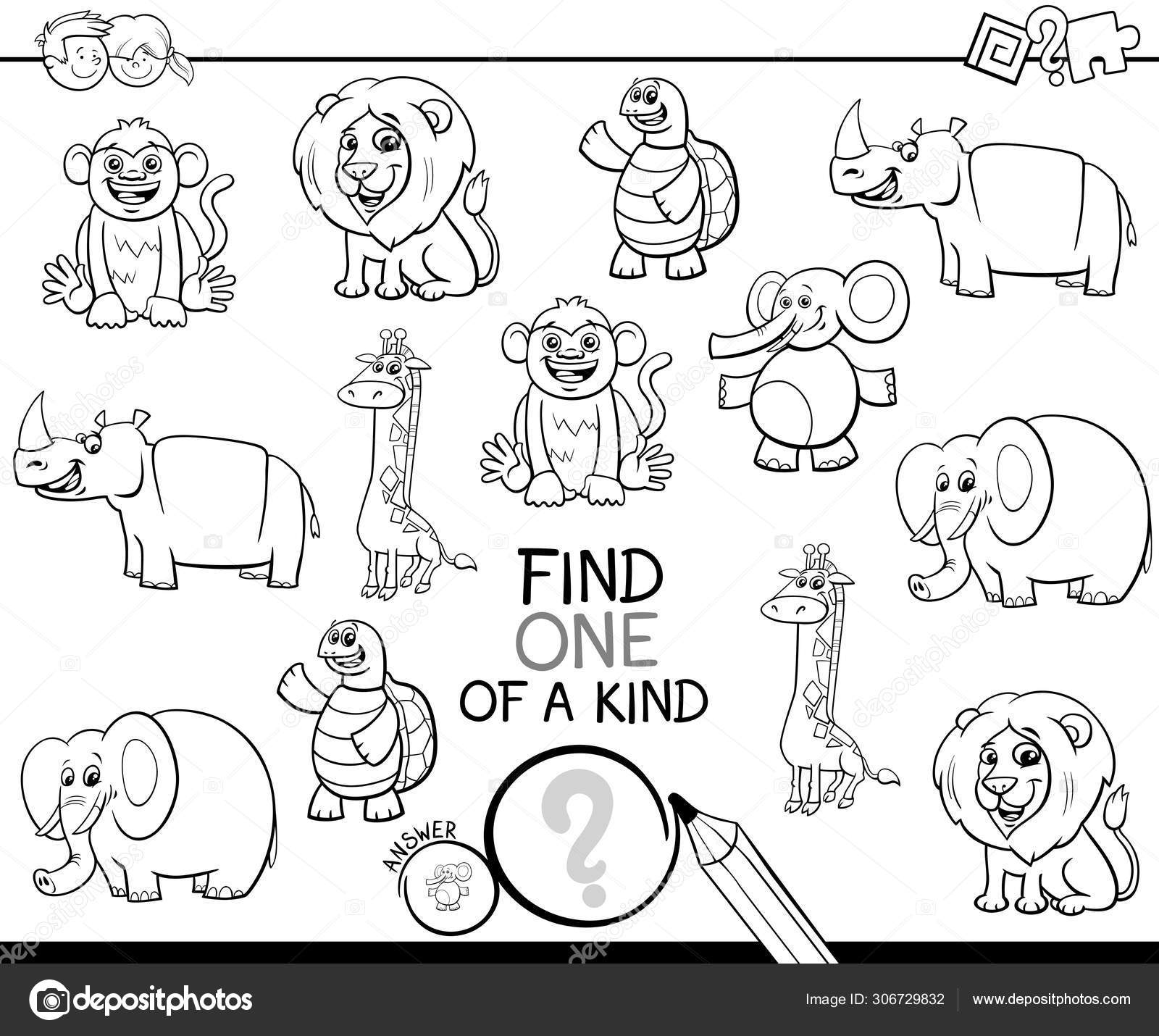 Download One Of A Kind Game With Animals Color Book Stock Vector Image By C Izakowski 306729832