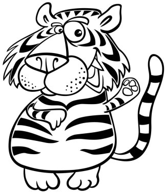 kaplan hayvan karakter karikatür boyama kitabı