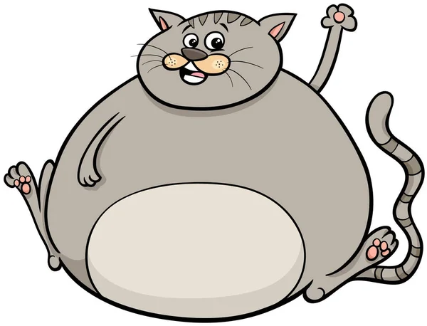 과체중 고양이 만화 동물 캐릭터 — 스톡 벡터