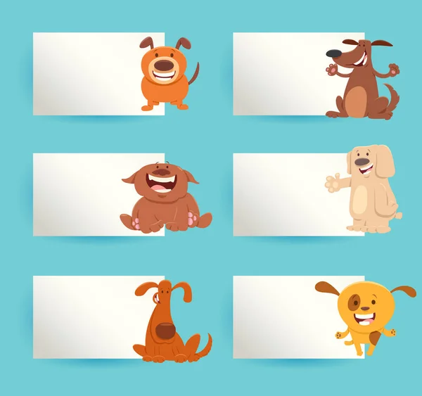 Dibujos animados perros con cartas elementos de diseño conjunto — Vector de stock