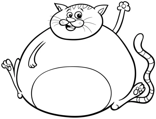 Buku pewarnaan karakter kartun kucing gemuk - Stok Vektor