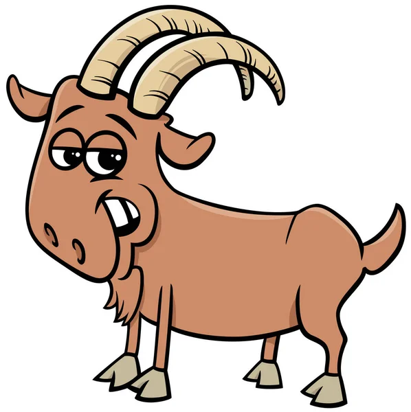 Divertido personaje de dibujos animados animal de granja de cabra — Vector de stock