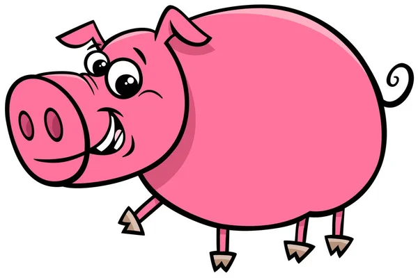 Glücklich Comic-Schwein Charakter Cartoon-Illustration — Stockvektor