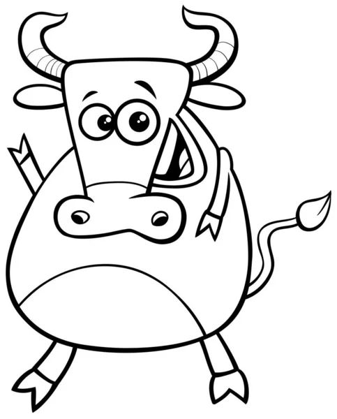 Taureau ferme animal personnage coloriage livre page — Image vectorielle