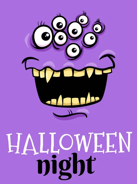 Halloween vacaciones diseño de póster de dibujos animados con monstruo — Vector de stock