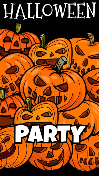 Halloween disegno poster cartoni animati vacanza con zucche — Vettoriale Stock
