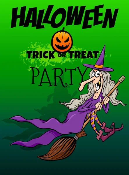 Halloween holiday cartoon design with witch — ストックベクタ