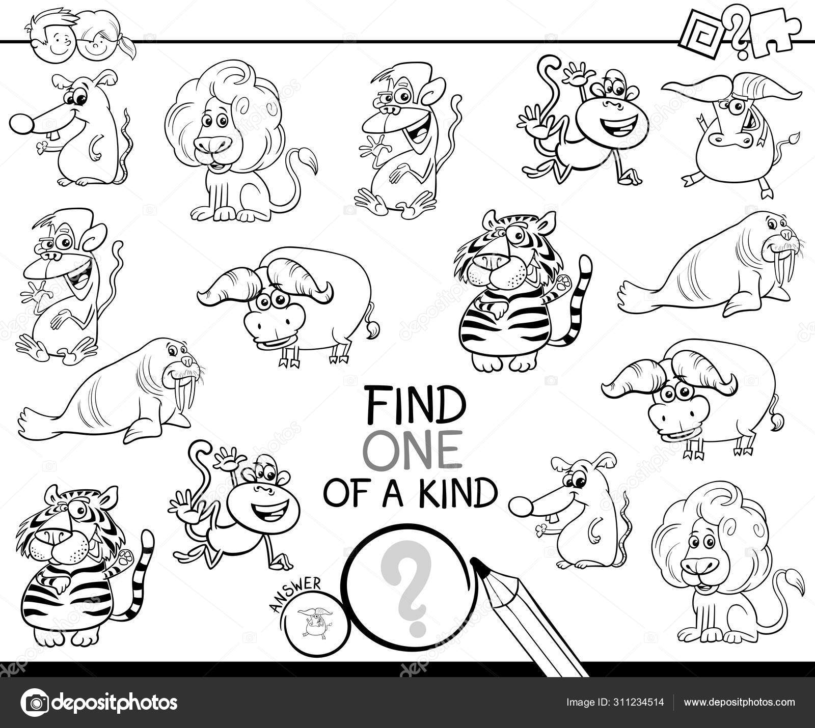 Download One Of A Kind Game With Wild Animals Color Book Stock Vector Royalty Free Vector Image By C Izakowski 311234514