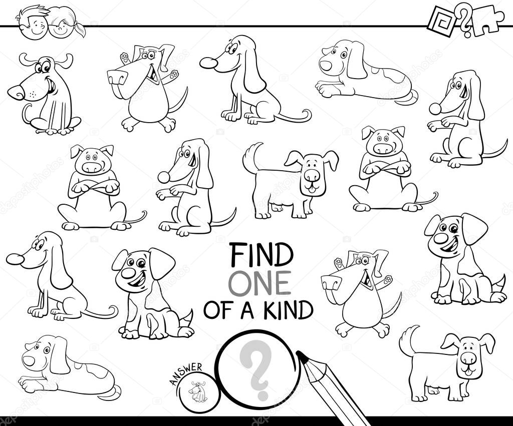 one of a kind game with dogs coloring book